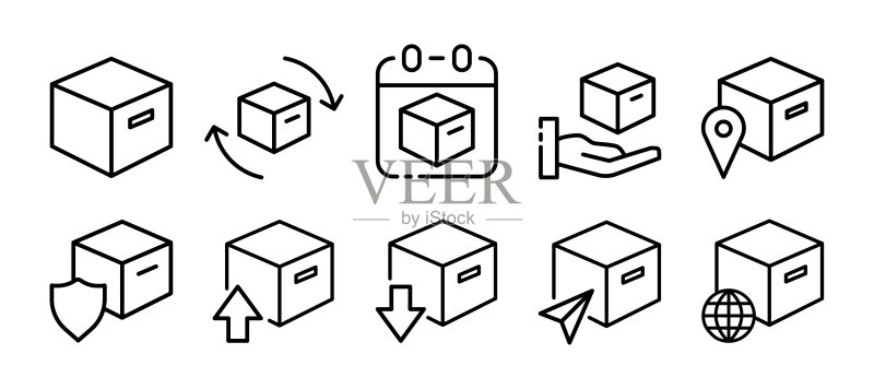 包裹线性图标矢量图图标素材