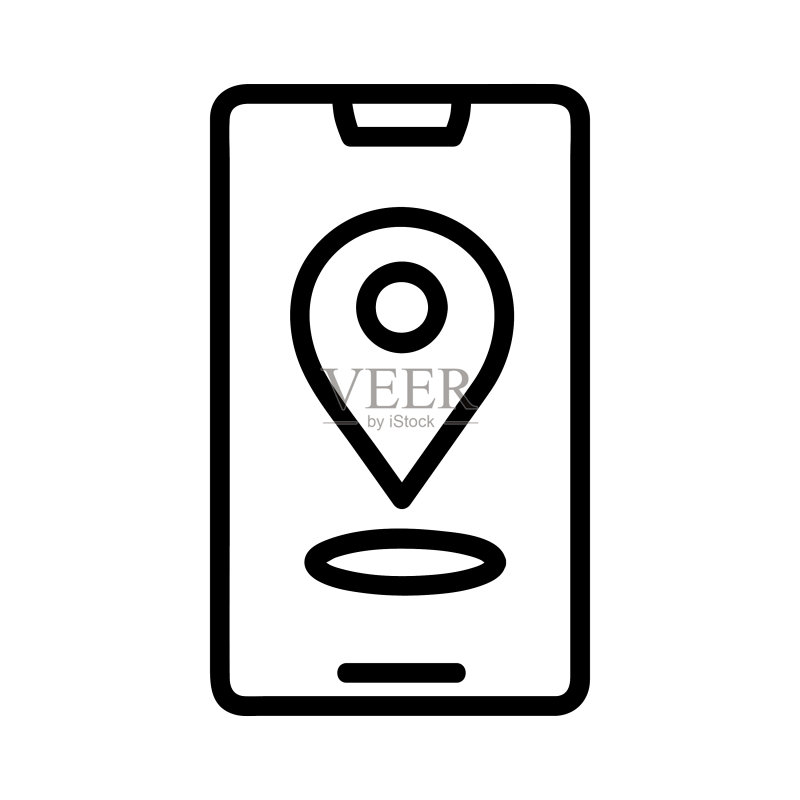 GPS矢量图标,轮廓样式,白色背景上独立显示图标素材