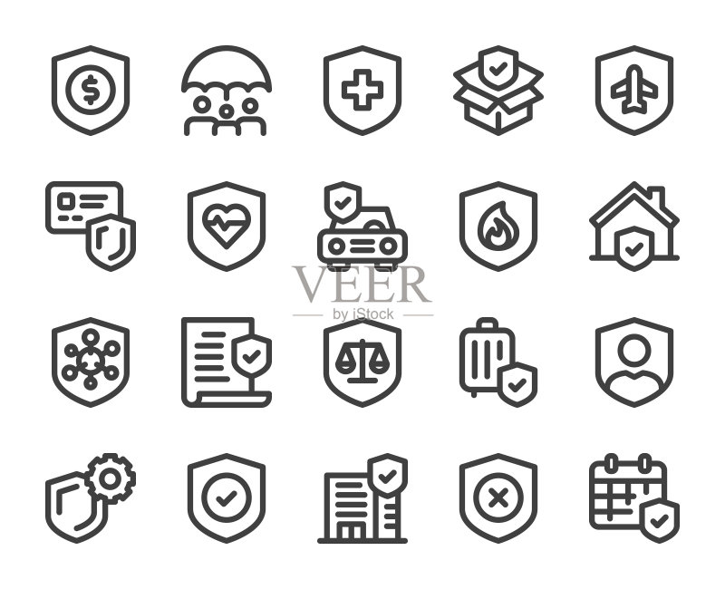 保险粗线条图标图标素材