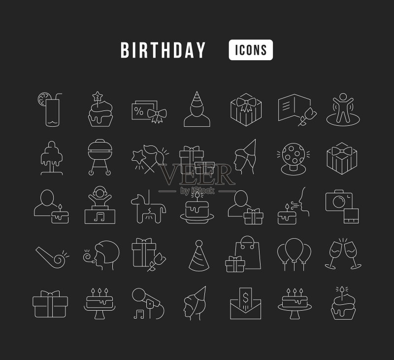 生日线性图标合集图标素材