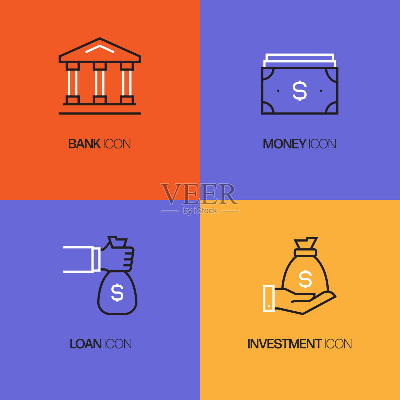金融相关线条图标矢量符号图示图标素材