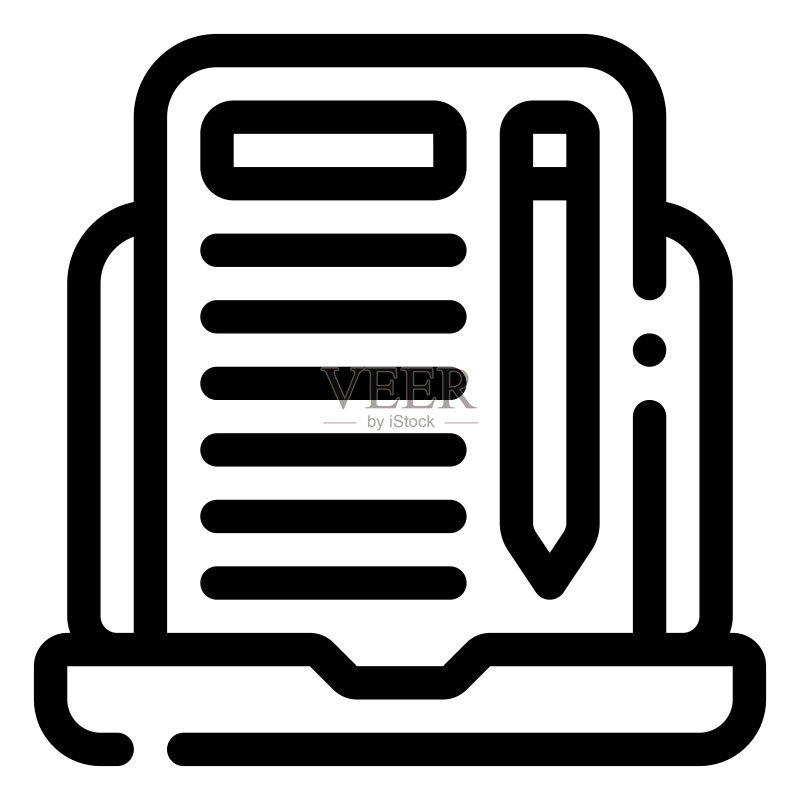 文案写作图标。数字营销概念。轮廓图标图标素材