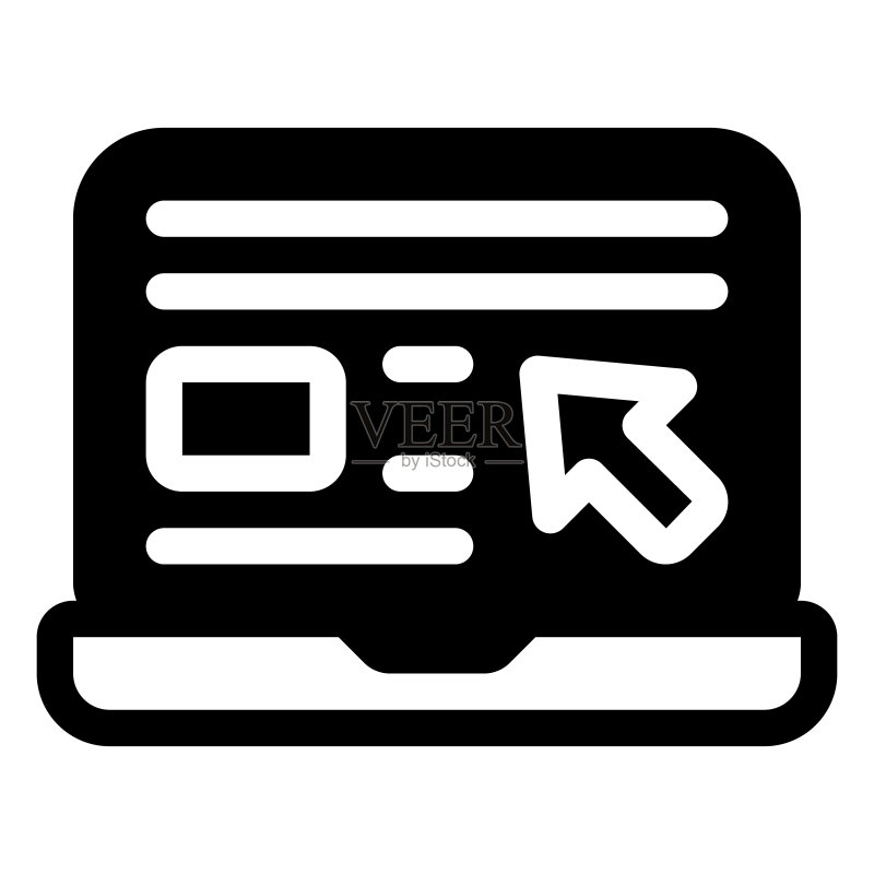 笔记本电脑图标。数字营销概念。轮廓图标图标素材