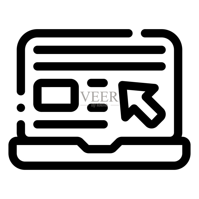 笔记本电脑图标。数字营销概念。轮廓图标图标素材