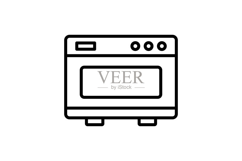 烤箱图标:烘焙元素相关电子设备线性图标设计,简单矢量设计可编辑图标素材
