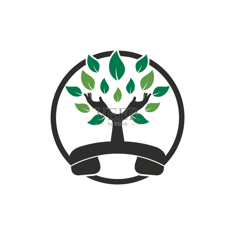 手机与手形树图标Logo设计模板图标素材