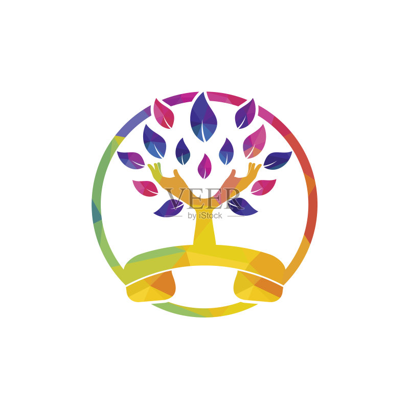 手机与手形树图标Logo设计模板图标素材