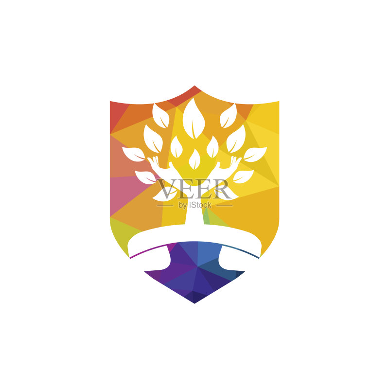 手机与手形树图标Logo设计模板图标素材