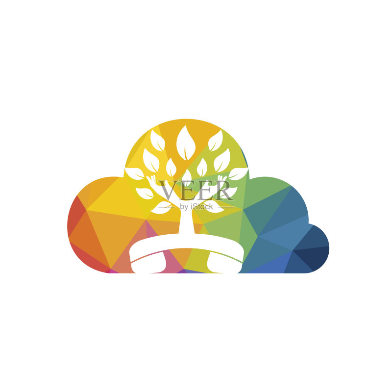 手机与手形树图标Logo设计模板图标素材
