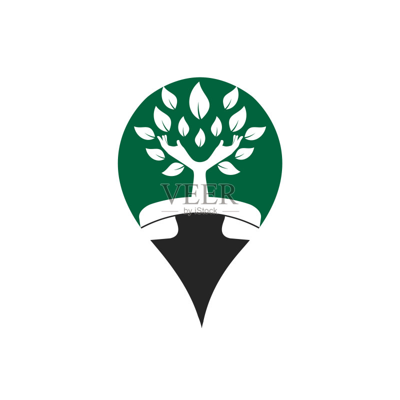手机与手形树图标Logo设计模板图标素材