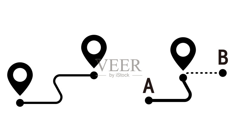 地图上显示位置和路线的指针图标图标素材