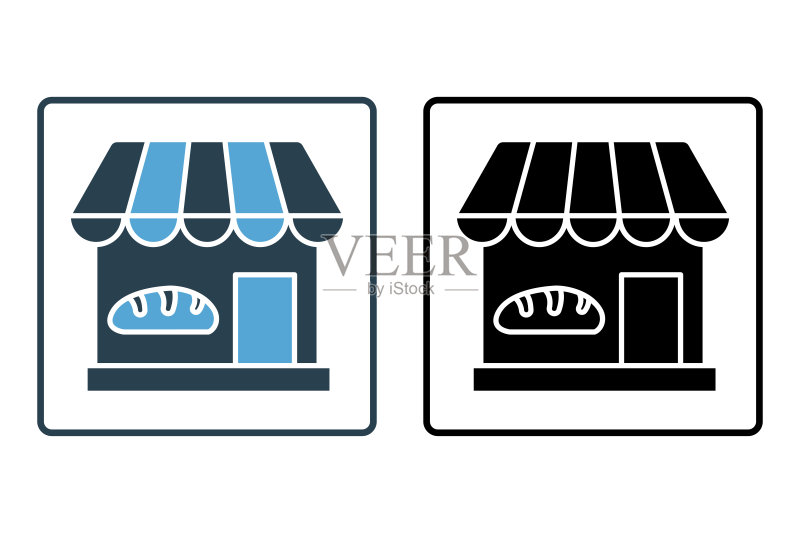 面包店商店图标。实体图标样式设计。简单的矢量设计可编辑图标素材