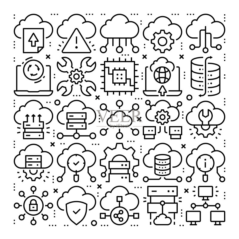 云技术线条图标图案设计图标素材