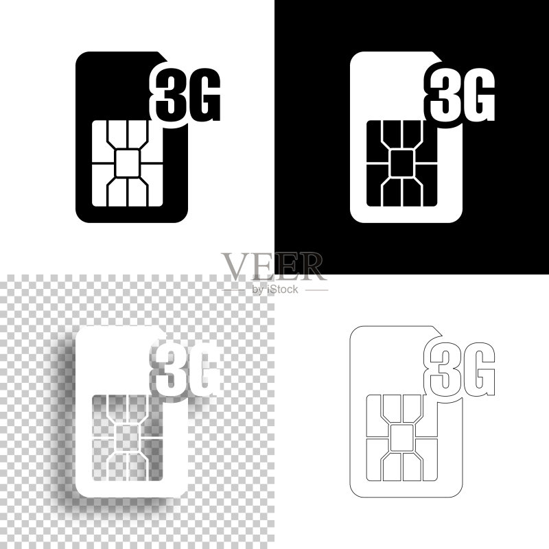 3G SIM卡设计图标 - 线条图标图标素材