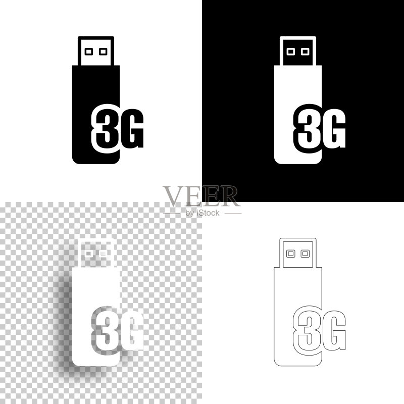 3G USB调制解调器设计图标 - 线条图标图标素材