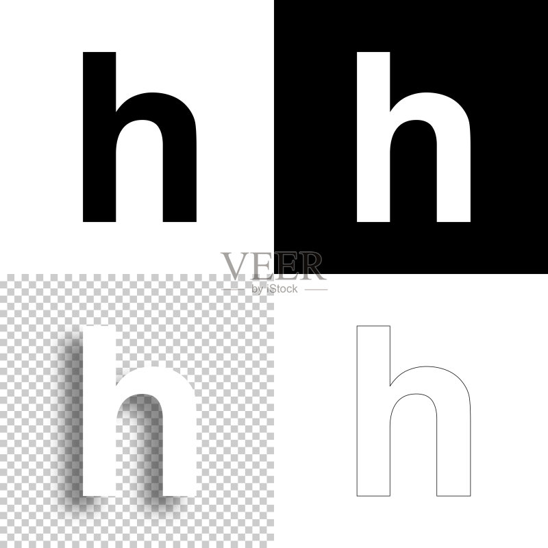 字母H设计图标,黑白背景线条图标素材