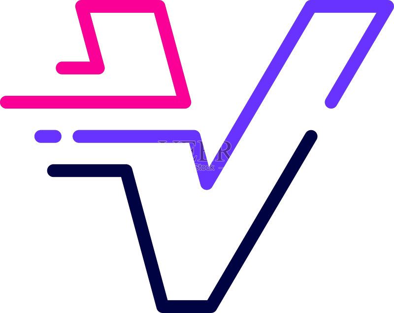 V字母短划线小写科技数字快速标志图标素材