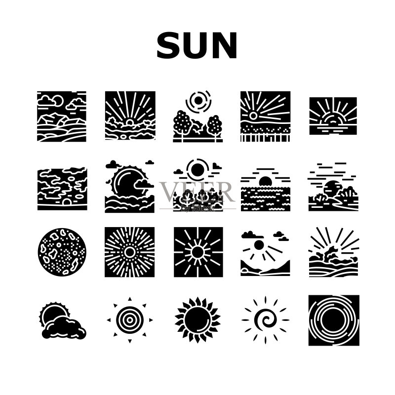 太阳夏日阳光光线图标矢量图图标素材