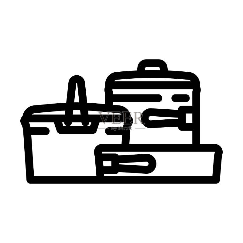 野营炊具登山冒险线性图标矢量图图标素材