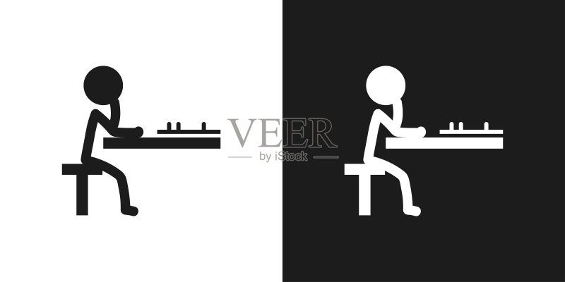 下棋图标矢量设计:火柴人棋手矢量图标标志符号图标素材