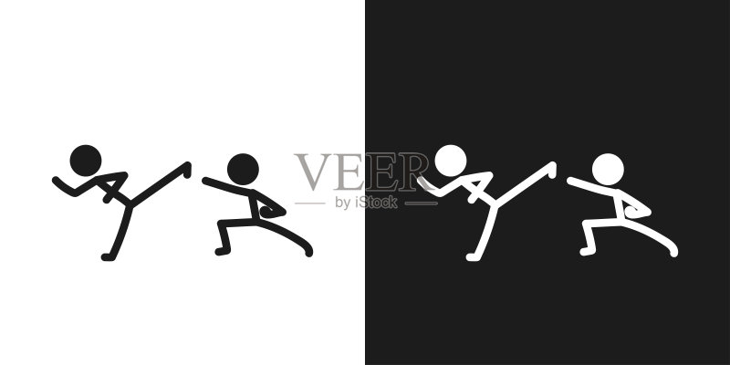 空手道火柴人矢量图标图标素材