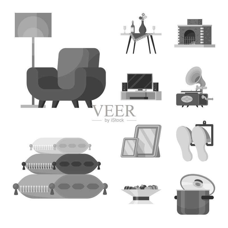 房间风格标志套装图标素材
