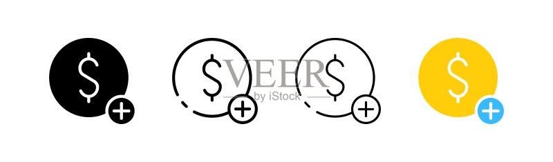 不同风格的彩色货币图标矢量图图标素材