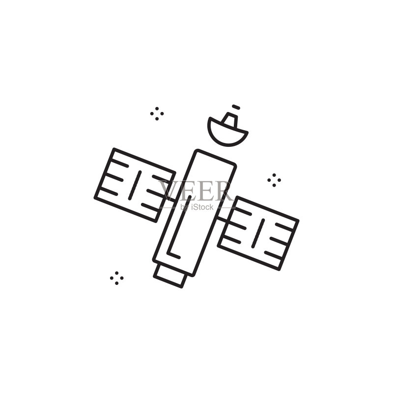 卫星细线图标(可编辑描边)图标素材