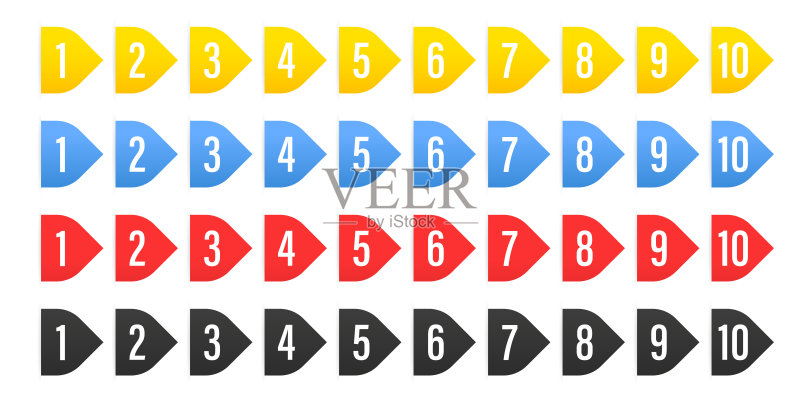 数字贴纸合集123456789矢量图形元素Web彩色贴纸矢量插画图标素材