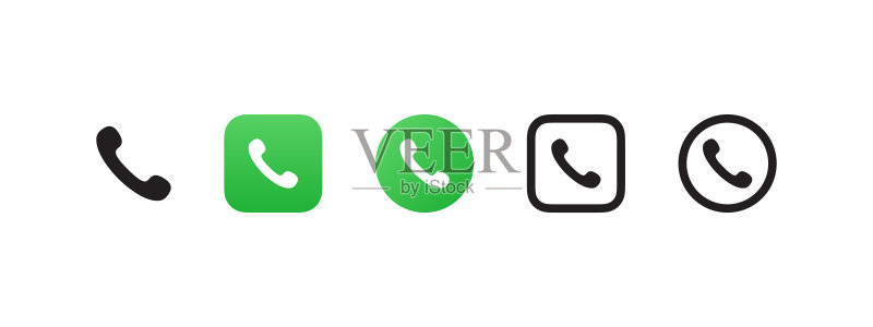 呼叫图标集。移动图标UI、UX设计。呼叫栏图标。矢量可缩放图形图标素材