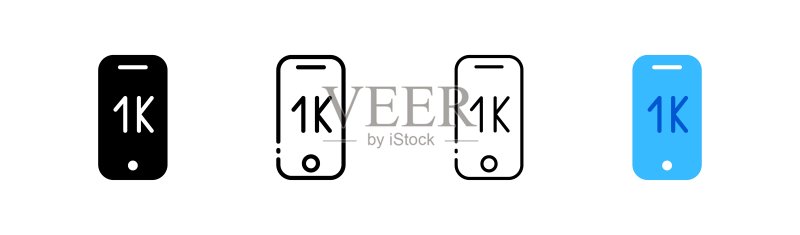 不同风格的智能手机屏幕分辨率1K矢量图标图标素材