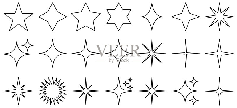 闪耀线条星星图标集图标素材