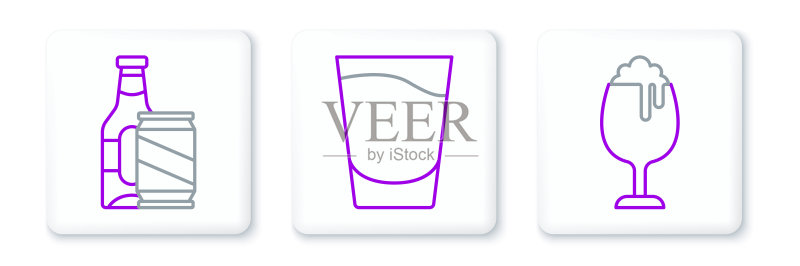 啤酒杯、啤酒瓶、啤酒罐、小酒杯矢量图标图标素材