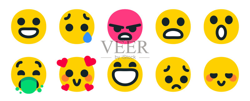 表达人类基本情感的表情符号图标素材