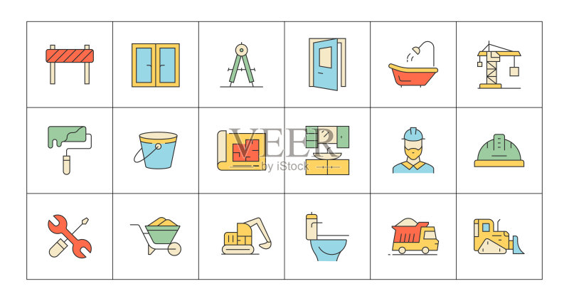 建筑、工程师、蓝图、头盔、规划图标图标素材