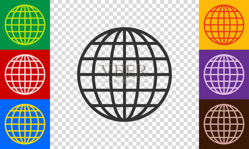 地球行星线性简笔画图标合集图标素材