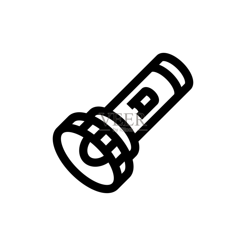 手电筒线条图标,设计,像素完美,可编辑笔触。标志,符号。灯笼,露营。图标素材