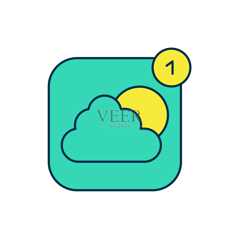 白色背景上的天气预报APP轮廓图标矢量图图标素材