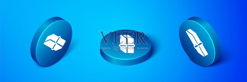 2.5D蓝色背景橡皮擦图标。蓝色圆形按钮。矢量图图标素材