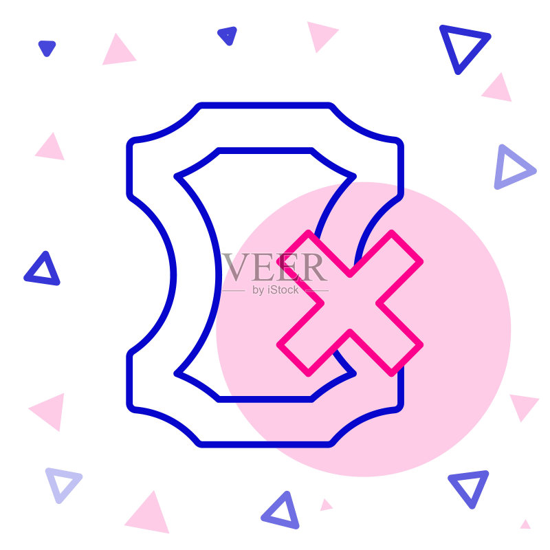 无皮革线条图标,白色背景。彩色轮廓矢量图图标素材