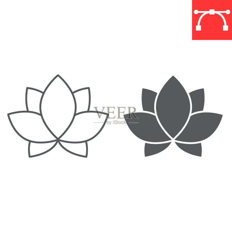 莲花线性图标图标素材