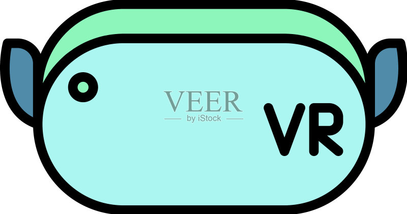 VR护目镜设备彩色轮廓图标图标素材