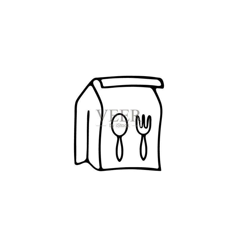 快餐外卖图标:快捷服务,便利餐饮,人气连锁店。黑色矢量线条图标图标素材
