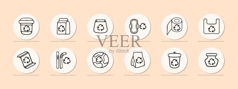 快速配送图标集:高效配送服务图解,商业矢量线条图标,淡色背景图标素材