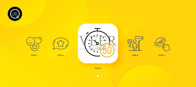 5G网络,画家与最爱聊天极简线条图标,适用于网页应用、印刷,矢量图图标素材