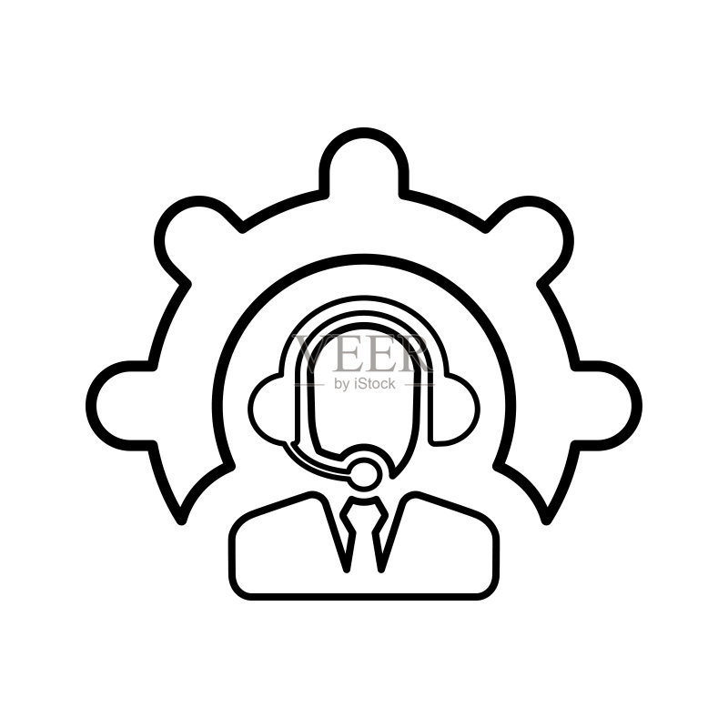 支持管理员图标。线条,轮廓符号。图标素材