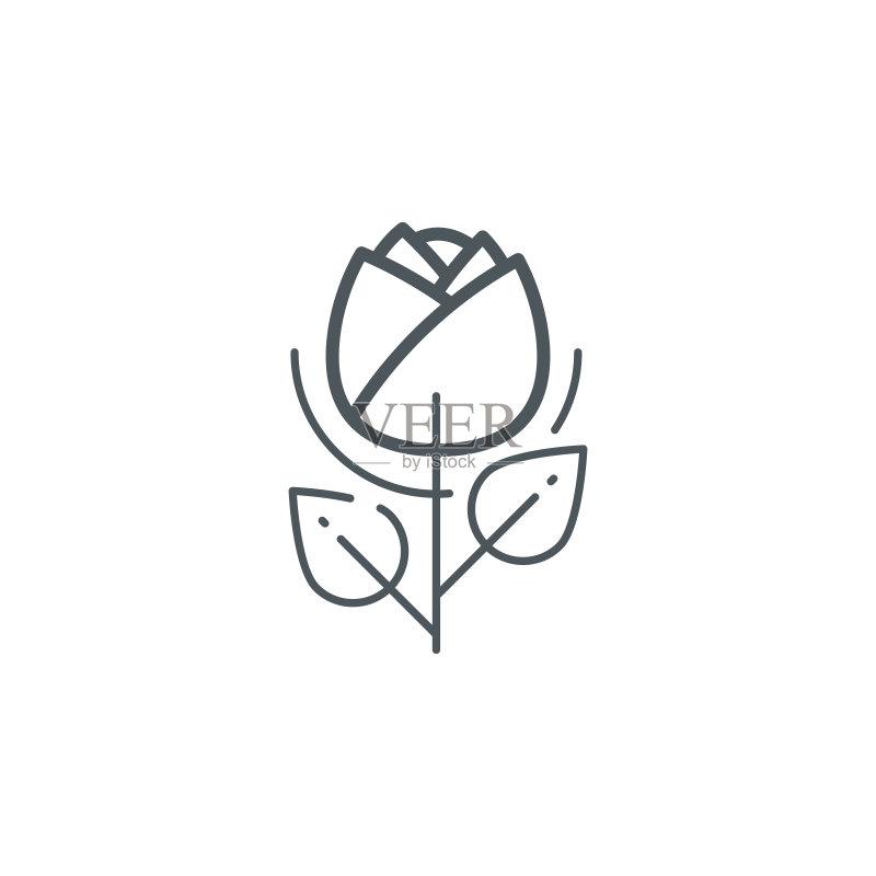 玫瑰花轮廓图标图标素材