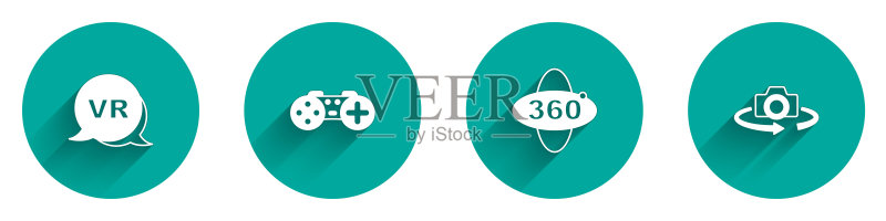 虚拟现实、游戏手柄、360度视角图标矢量素材图标素材
