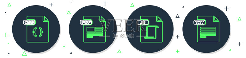 PDF文件、JS、CSS和TXT图标矢量图图标素材