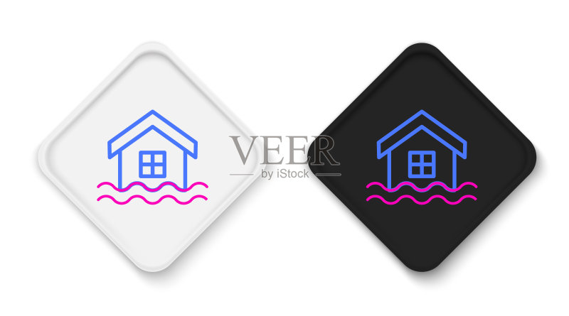 房屋洪水图标图标素材